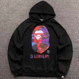 Men's Bape Black Camo Big Ape Head Print Hoodie Size: XL